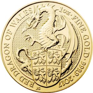 Gold The Queen's Beasts 1 oz - Red Dragon of Wales