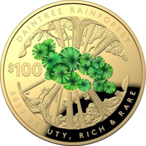 Gold Daintree Rainforest 1 oz PP gewölbte Prägung - RAM 2022