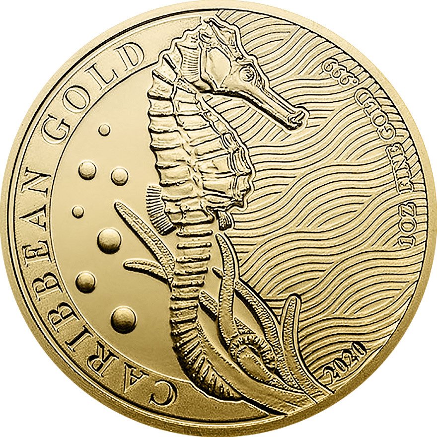 Gold Barbados Seahorse 1 oz - 2020