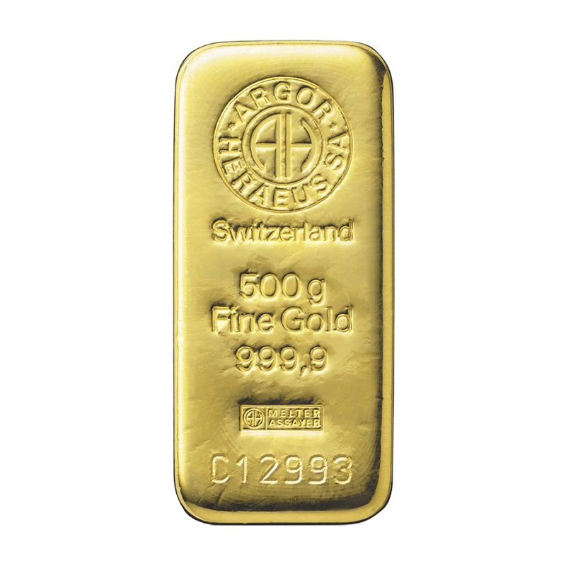Goldbarren - 500 g .9999  ARGOR-HERAEUS